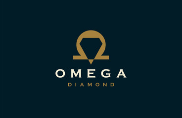 Omega diamond logo icon design template flat vector - obrazy, fototapety, plakaty