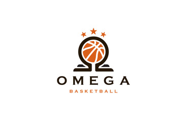 Omega basketball logo icon design template flat vector - obrazy, fototapety, plakaty
