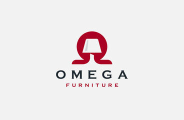 Omega furniture logo icon design template flat vector