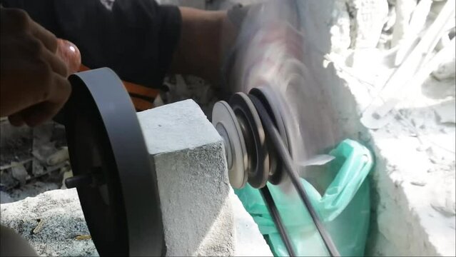 gemstones drill mineral process. Cut the gem material slow motion. HD video