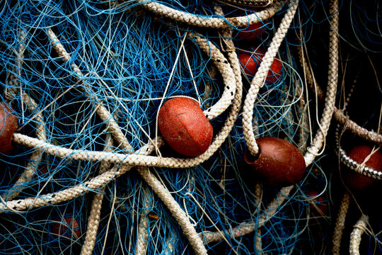 Close-up of old fishing net