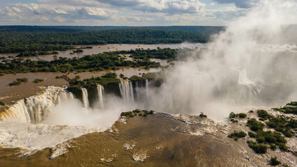 Iguazu Waterfalls in Brazil. Aerial View