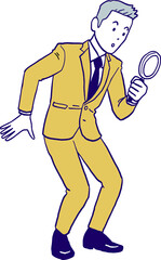 虫眼鏡で観察するビジネスマン