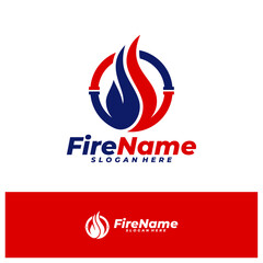 Fire Logo Design Template. Circle Fire logo concept vector. Creative Icon Symbol