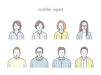 中年男女のアイコンセット1