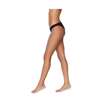 Woman legs with black bikini on white background vector illustration