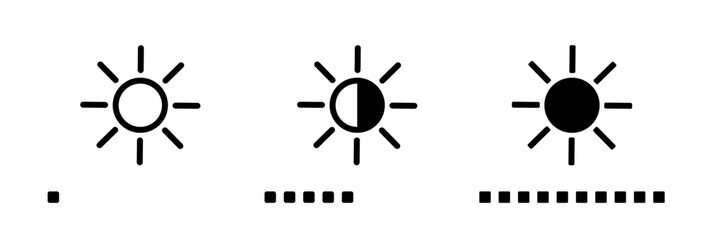 Bright vector icon. Contrast icon. Screen contrast level. Day and night, dark and light modes. Day night switch. Vector graphic.