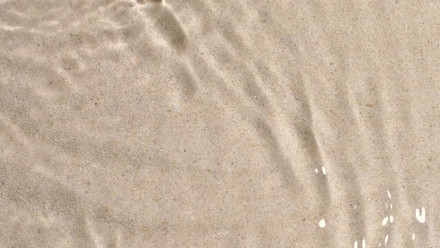 Transparent water surface ripples texture motion, waves, splash, sand background