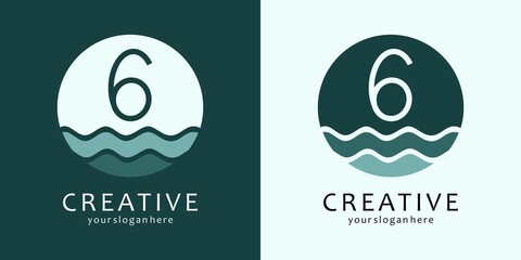 Wave Logo Design with Letter 6