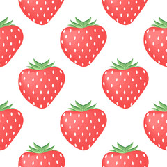 strawberry fruit seamless pattern on white background