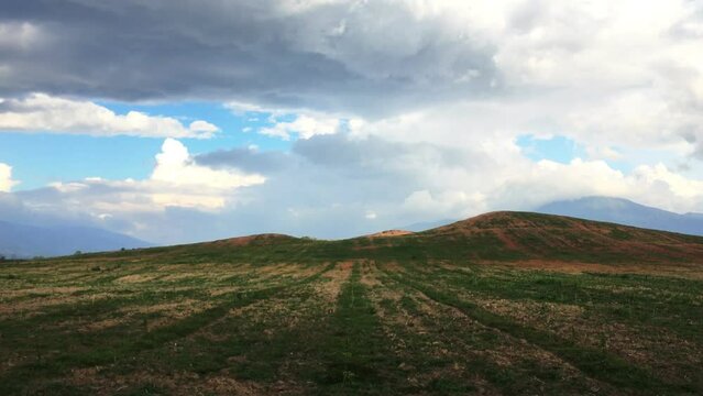 FHD, Moving cloud with Rubber plantation farming area in the south of Thailand, Latex rubber, Para rubber tree garden