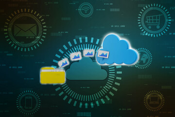 Obraz premium 3d rendering Cloud computing concept, Cloud internet technology concept background, Cloud computing and network data Storage concept