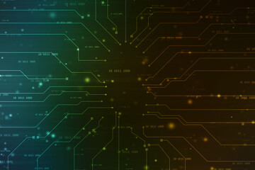 Abstract futuristic circuit board Illustration, Circuit board with various technology elements. Circuit board pattern for digital abstract technology background