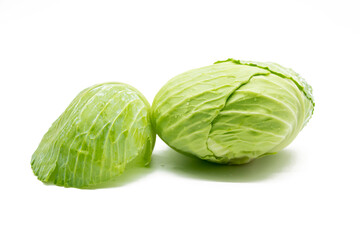 Fresh green Cabbage isolated on white background
