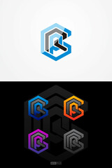 Gradient logo initial letter GRP or RPG or G and R and P