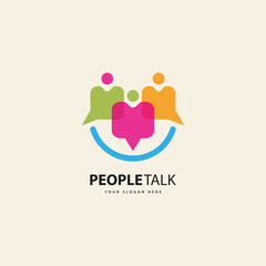 People or human unity chat bubble icon logo design