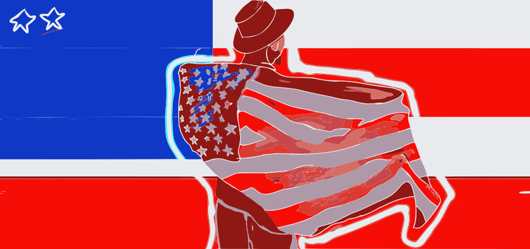 A man holding the flag of united states of america patriotism