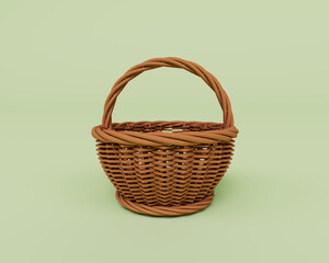 handmade wooden basket 3d render Abstract design element Minimalist concept