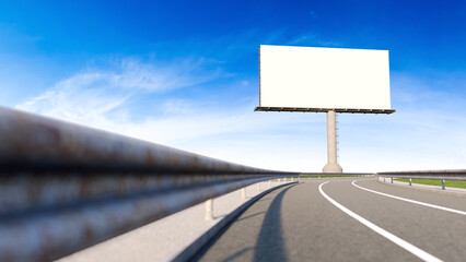 Mockup image of 3d rendering billboard beside highway.