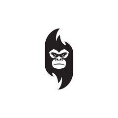 monkey silhouette logo design template