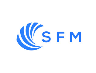 SFM Flat accounting logo design on white background. SFM creative initials Growth graph letter logo concept. SFM business finance logo design.
