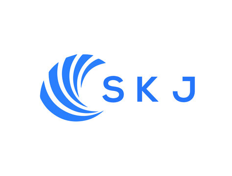 SKJ Flat accounting logo design on white background. SKJ creative initials Growth graph letter logo concept. SKJ business finance logo design.
