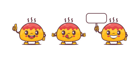 Omurice cartoon mascot. Japanese food vector illustration