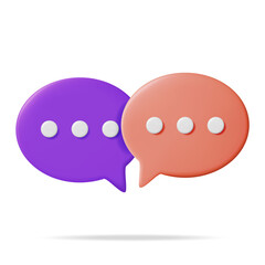 3D Purple and Red Speech Bubble Isolated