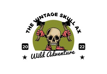 Skull holding two ax illustration design