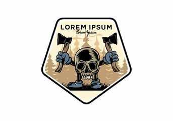 Skull holding two ax illustration design