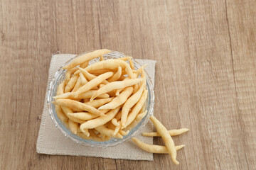 Widaran Keju or Telur Gabus Keju, Indonesian traditional snack made from flour, egg, and cheddar cheese. 
