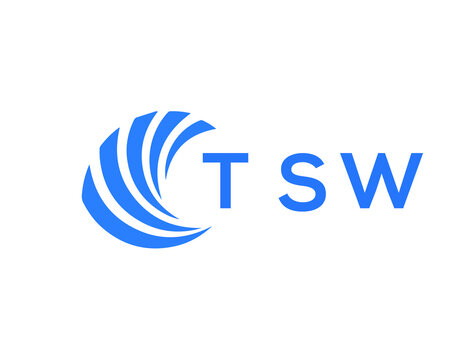 TSW Flat accounting logo design on white background. TSW creative initials Growth graph letter logo concept. TSW business finance logo design.

