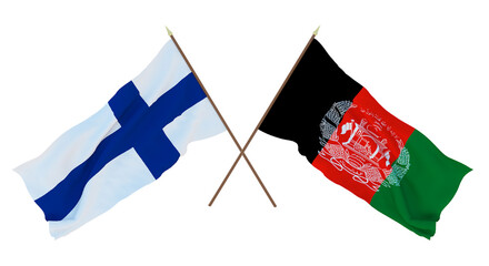 Background for designers, illustrators. National Independence Day. Flags Finland and Afghanistan