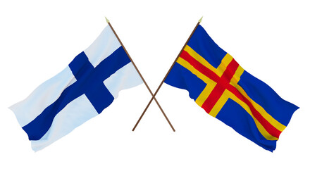 Background for designers, illustrators. National Independence Day. Flags Finland and Åland Islands