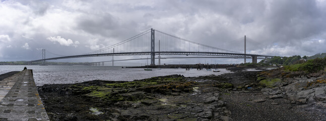 Panoramic image of The Forth Road Bridge ,  a suspension bridge crossing the Firth of Forth in east central Scotland