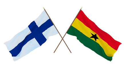 Background for designers, illustrators. National Independence Day. Flags Finland and Ghana