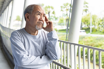 Stressful old senior man thinking or planning