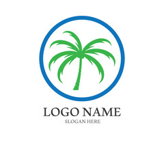Obraz premium Palm tree summer logo template