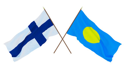 Background for designers, illustrators. National Independence Day. Flags Finland and Palau