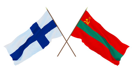 Background for designers, illustrators. National Independence Day. Flags Finland and Transnistria