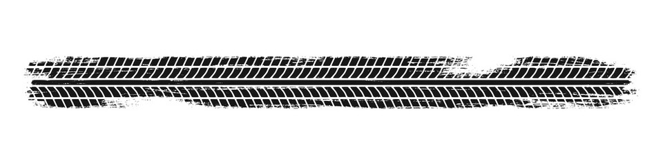 Auto tire tread grunge element. Car and motorcycle tire pattern, wheel tyre tread track. Black tyre print. Vector illustration isolated on white background. © Elena Pimukova