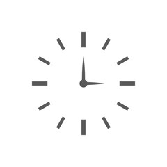 Analog clock black vector icon. Simple dial clockface filled symbol with arrows.