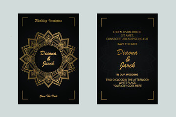 Wedding luxury golden invitation card template.