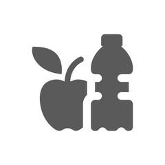 Apple and water bottle, food and drink icon. Healthy eating filled vector symbol.