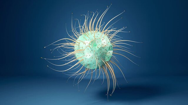 Abstract 3d virus creature moving. Future medical, chemistry or art concept video clip. 3d high quality video render