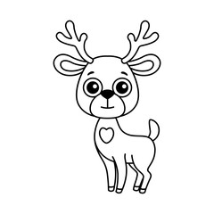 Forest animal for children coloring book. Funny deer in a cartoon style