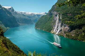 Seven Sisters waterfall in Geirangerfjord, Norway - 515324944