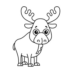 Forest animal for children coloring book. Funny elk in a cartoon style