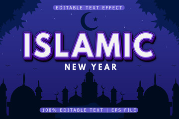 Fototapeta na wymiar Happy Islamic New Year Editable Text Effect 3 Dimension Emboss Modern Style