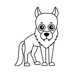 Forest animal for children coloring book. Funny wolfin a cartoon style